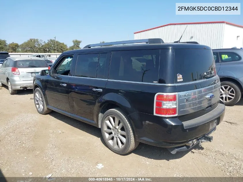 2012 Ford Flex Limited VIN: 2FMGK5DC0CBD12344 Lot: 40618945