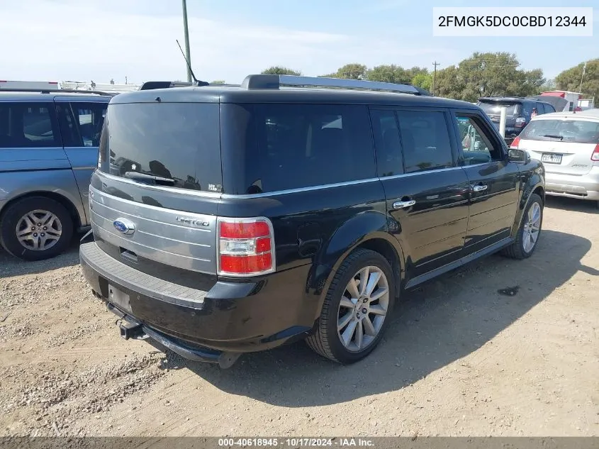 2012 Ford Flex Limited VIN: 2FMGK5DC0CBD12344 Lot: 40618945