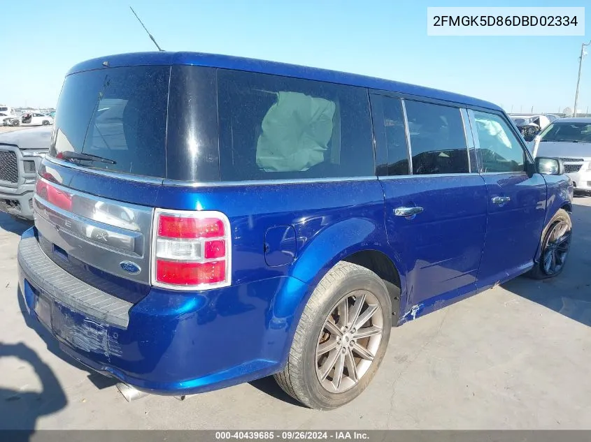 2013 Ford Flex Limited VIN: 2FMGK5D86DBD02334 Lot: 40439685