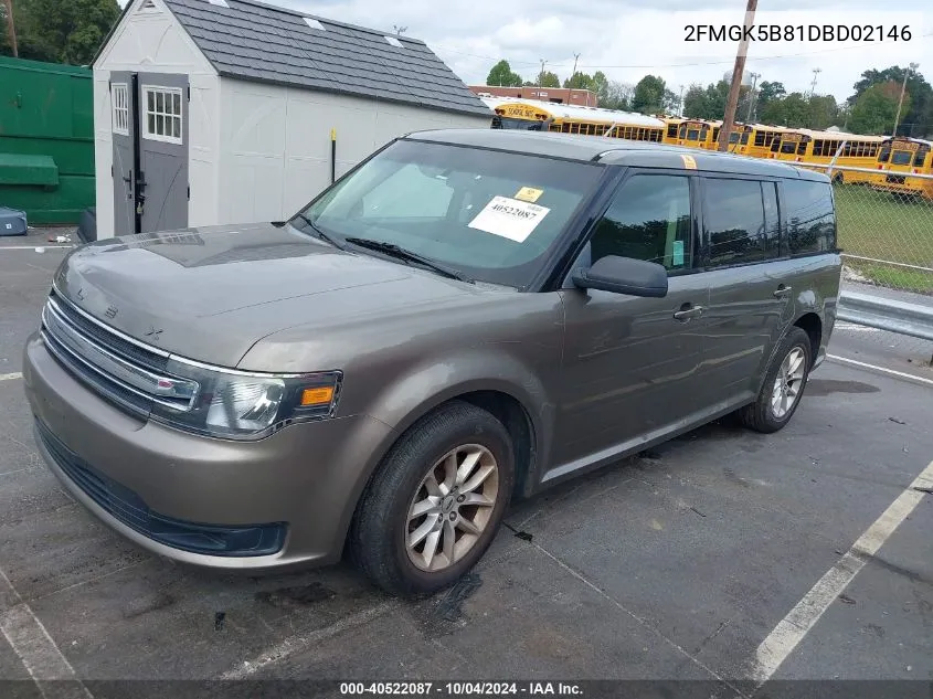 2013 Ford Flex Se VIN: 2FMGK5B81DBD02146 Lot: 40522087