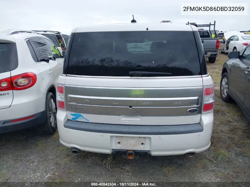 2013 Ford Flex Limited VIN: 2FMGK5D86DBD32059 Lot: 40542334