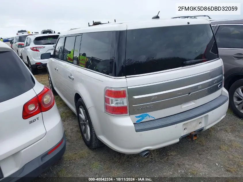 2013 Ford Flex Limited VIN: 2FMGK5D86DBD32059 Lot: 40542334