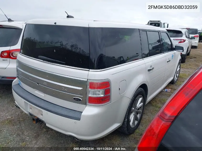 2013 Ford Flex Limited VIN: 2FMGK5D86DBD32059 Lot: 40542334