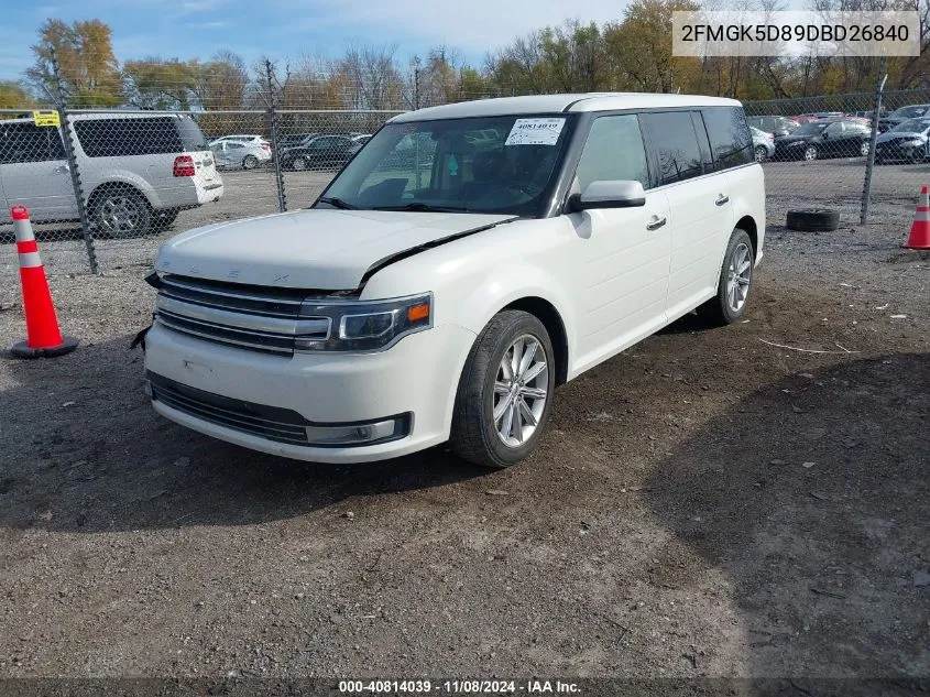 2013 Ford Flex Limited VIN: 2FMGK5D89DBD26840 Lot: 40814039