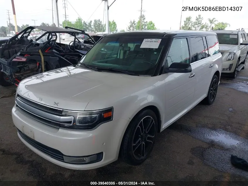 2014 Ford Flex Limited VIN: 2FMGK5D86EBD14307 Lot: 39540305