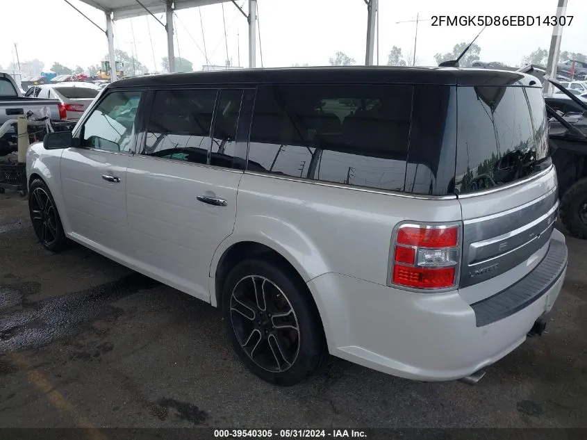 2014 Ford Flex Limited VIN: 2FMGK5D86EBD14307 Lot: 39540305