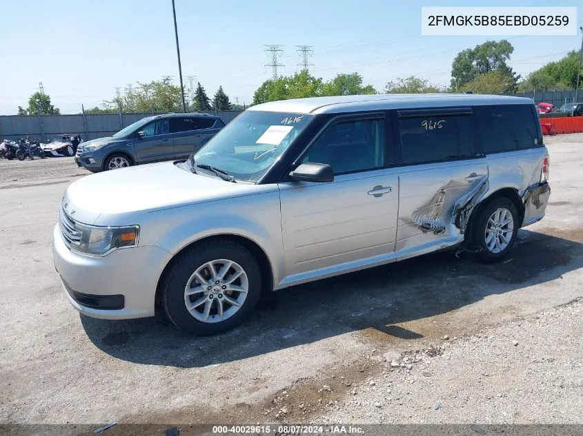 2014 Ford Flex Se VIN: 2FMGK5B85EBD05259 Lot: 40029615