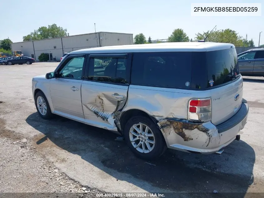 2014 Ford Flex Se VIN: 2FMGK5B85EBD05259 Lot: 40029615