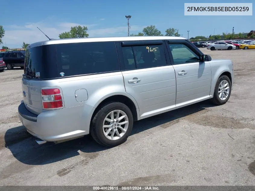 2014 Ford Flex Se VIN: 2FMGK5B85EBD05259 Lot: 40029615