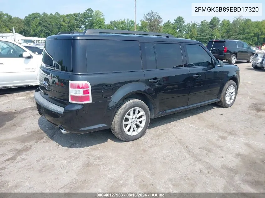 2014 Ford Flex Se VIN: 2FMGK5B89EBD17320 Lot: 40127983