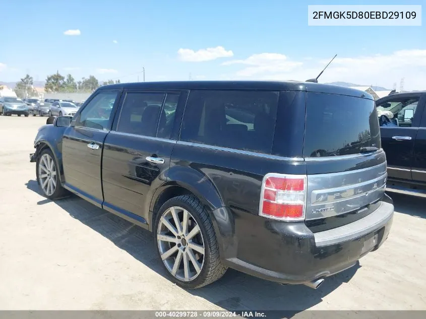 2014 Ford Flex Limited VIN: 2FMGK5D80EBD29109 Lot: 40299728