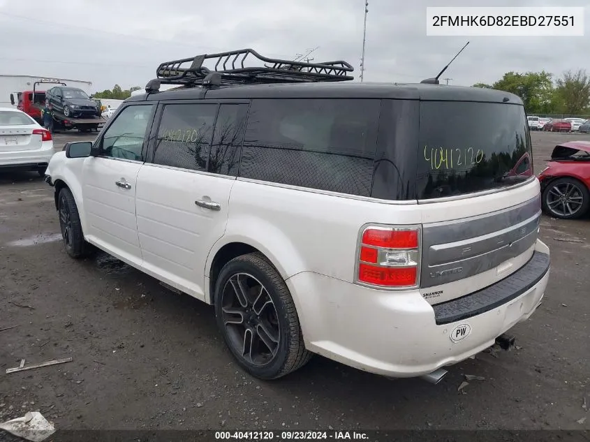 2014 Ford Flex Limited VIN: 2FMHK6D82EBD27551 Lot: 40412120