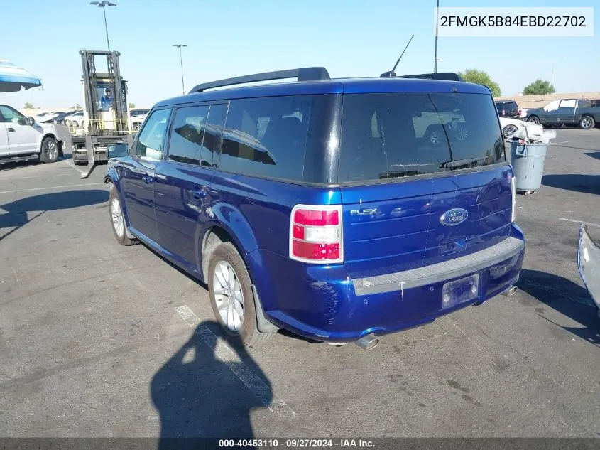 2014 Ford Flex Se VIN: 2FMGK5B84EBD22702 Lot: 40453110