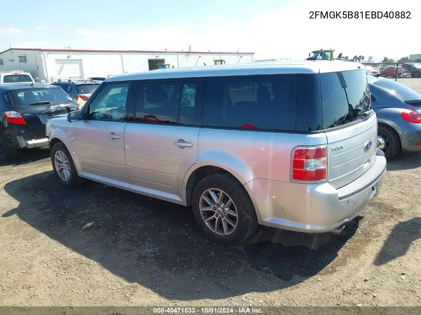 2014 Ford Flex Se VIN: 2FMGK5B81EBD40882 Lot: 40471833