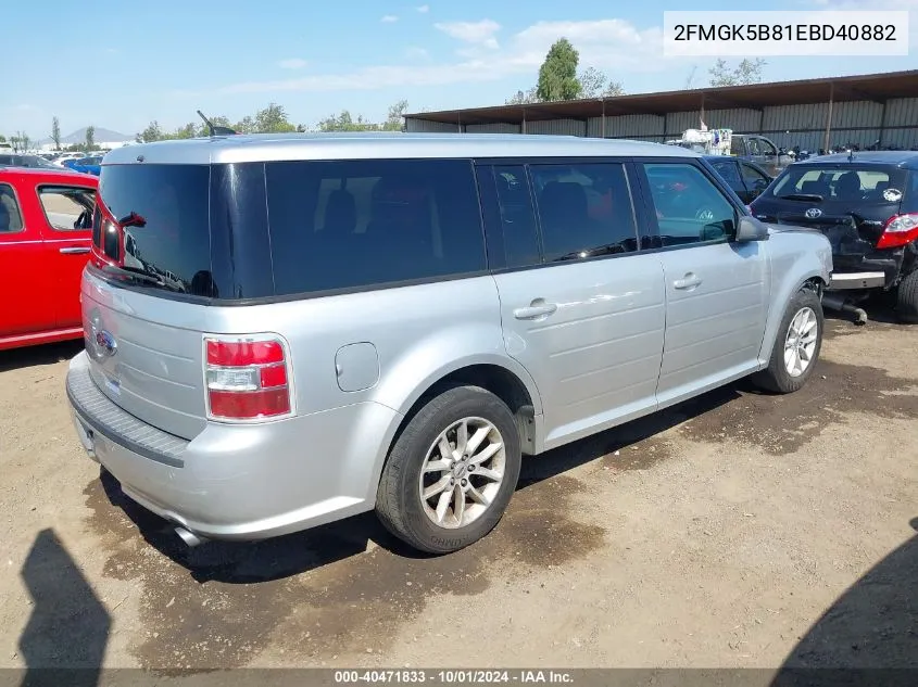 2014 Ford Flex Se VIN: 2FMGK5B81EBD40882 Lot: 40471833