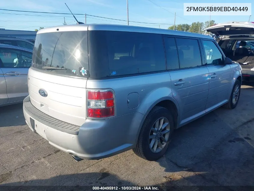 2014 Ford Flex Se VIN: 2FMGK5B89EBD40449 Lot: 40495912