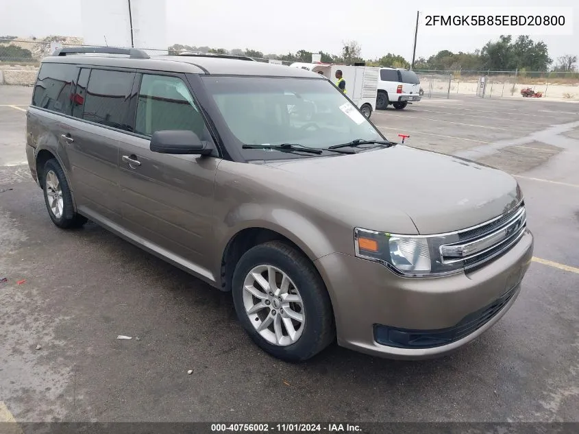 2014 Ford Flex Se VIN: 2FMGK5B85EBD20800 Lot: 40756002