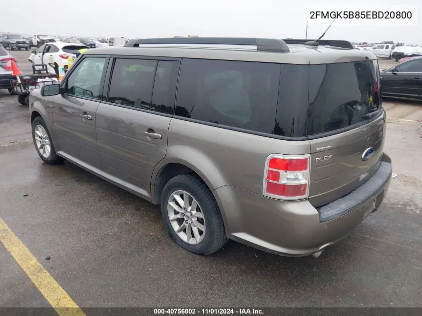 2014 Ford Flex Se VIN: 2FMGK5B85EBD20800 Lot: 40756002