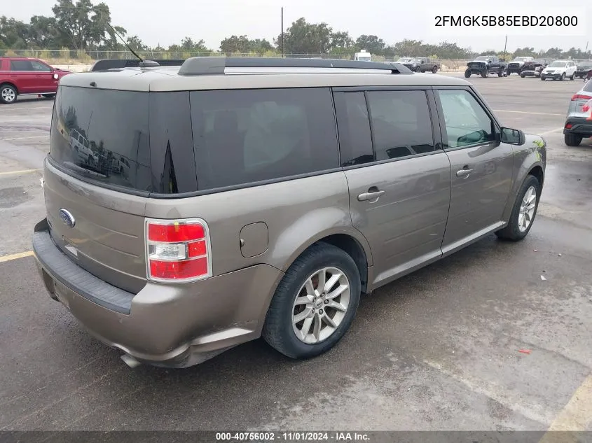 2014 Ford Flex Se VIN: 2FMGK5B85EBD20800 Lot: 40756002