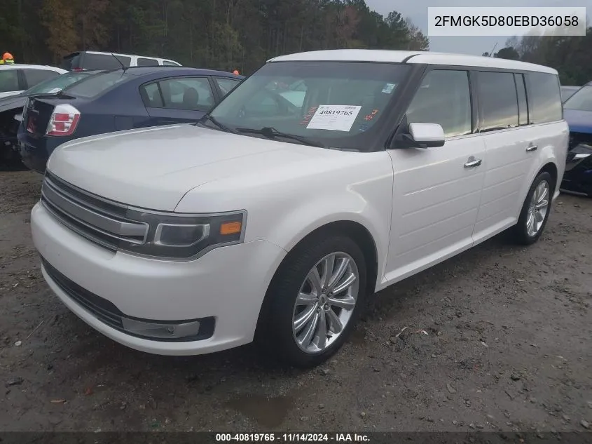 2014 Ford Flex Limited VIN: 2FMGK5D80EBD36058 Lot: 40819765