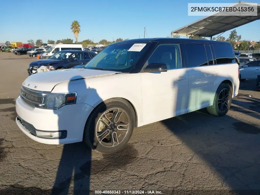 2014 Ford Flex Sel VIN: 2FMGK5C87EBD45356 Lot: 40850343