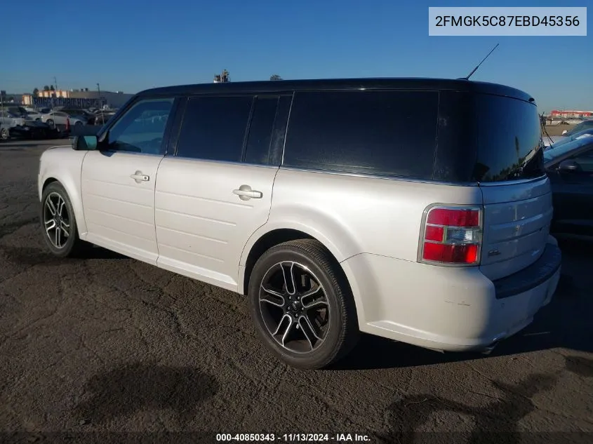 2014 Ford Flex Sel VIN: 2FMGK5C87EBD45356 Lot: 40850343