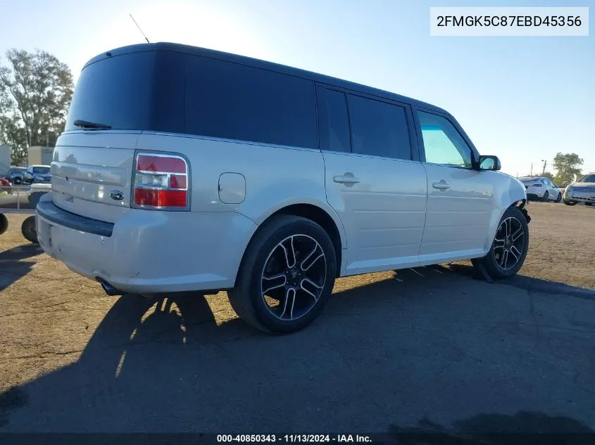 2014 Ford Flex Sel VIN: 2FMGK5C87EBD45356 Lot: 40850343