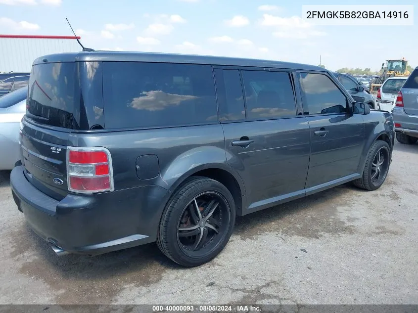 2016 Ford Flex Se VIN: 2FMGK5B82GBA14916 Lot: 40000093