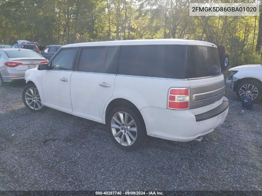 2016 Ford Flex Limited VIN: 2FMGK5D86GBA01020 Lot: 40287740