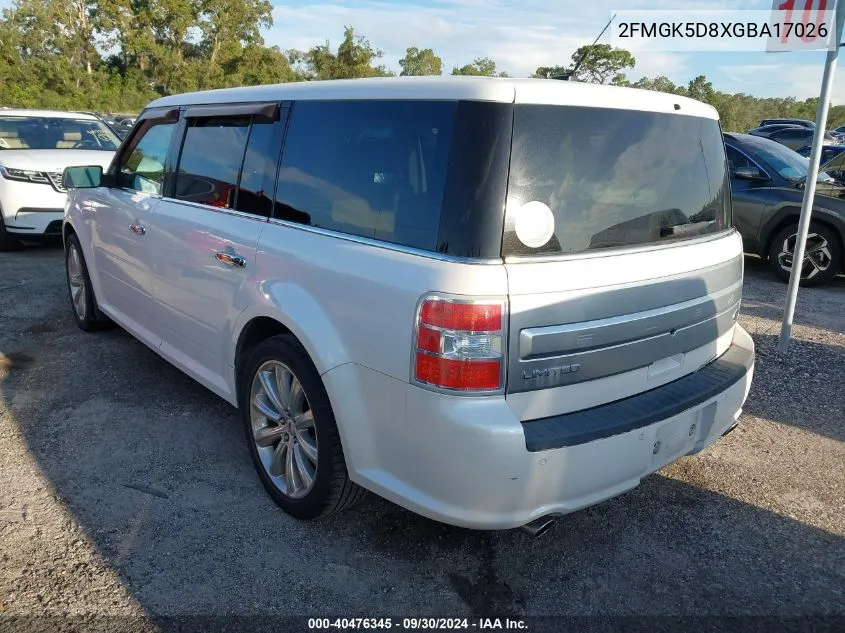 2016 Ford Flex Limited VIN: 2FMGK5D8XGBA17026 Lot: 40476345