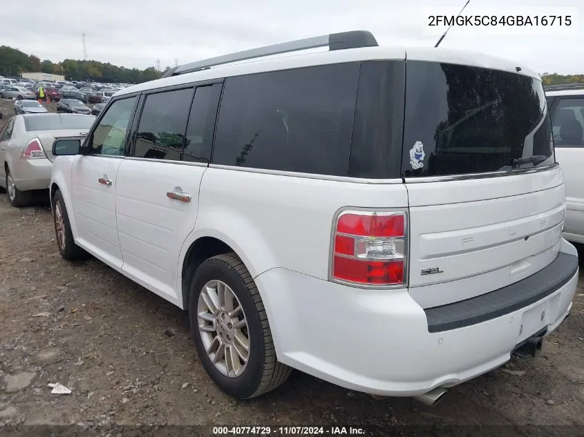 2016 Ford Flex Sel VIN: 2FMGK5C84GBA16715 Lot: 40774729