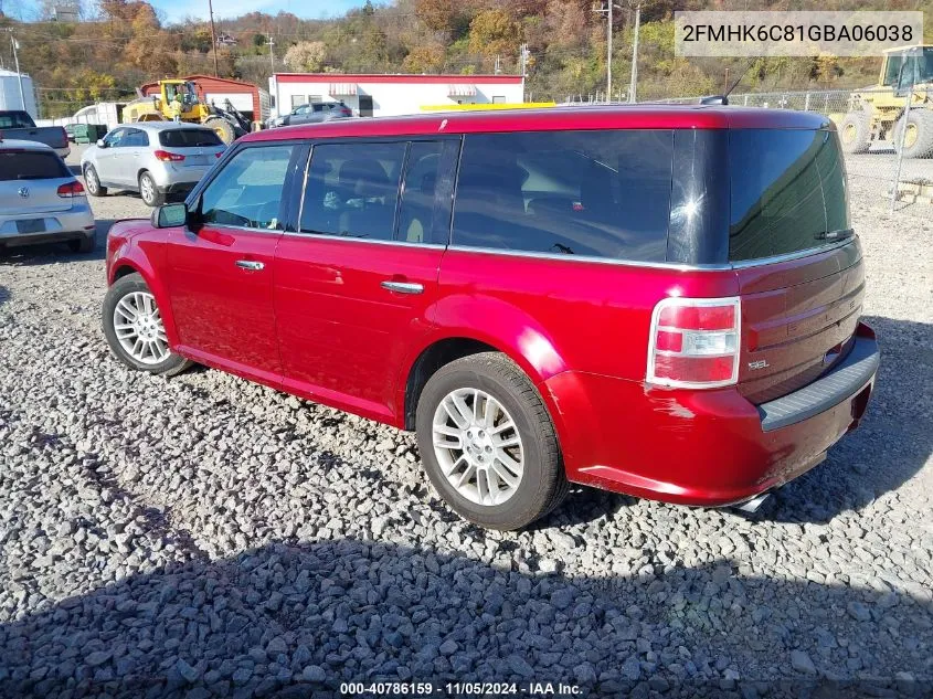 2016 Ford Flex Sel VIN: 2FMHK6C81GBA06038 Lot: 40786159