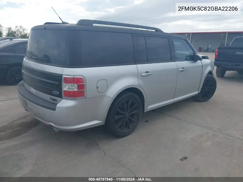 2016 Ford Flex Sel VIN: 2FMGK5C82GBA22206 Lot: 40787940