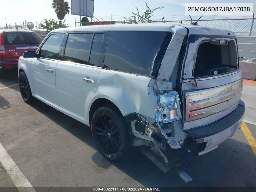 2FMGK5D87JBA17038 2018 Ford Flex Limited