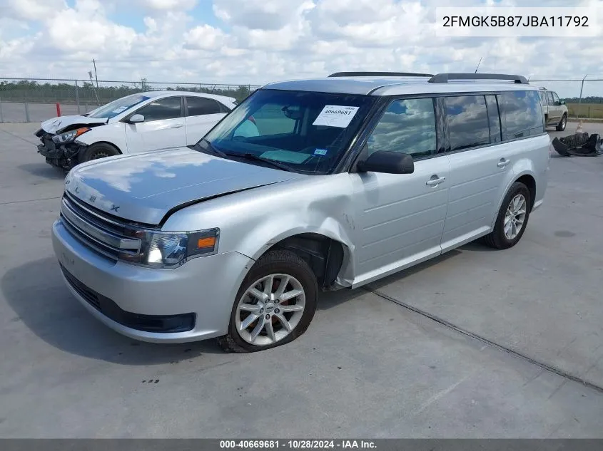 2018 Ford Flex Se VIN: 2FMGK5B87JBA11792 Lot: 40669681