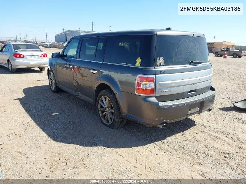 2019 Ford Flex Limited VIN: 2FMGK5D85KBA03186 Lot: 40163374