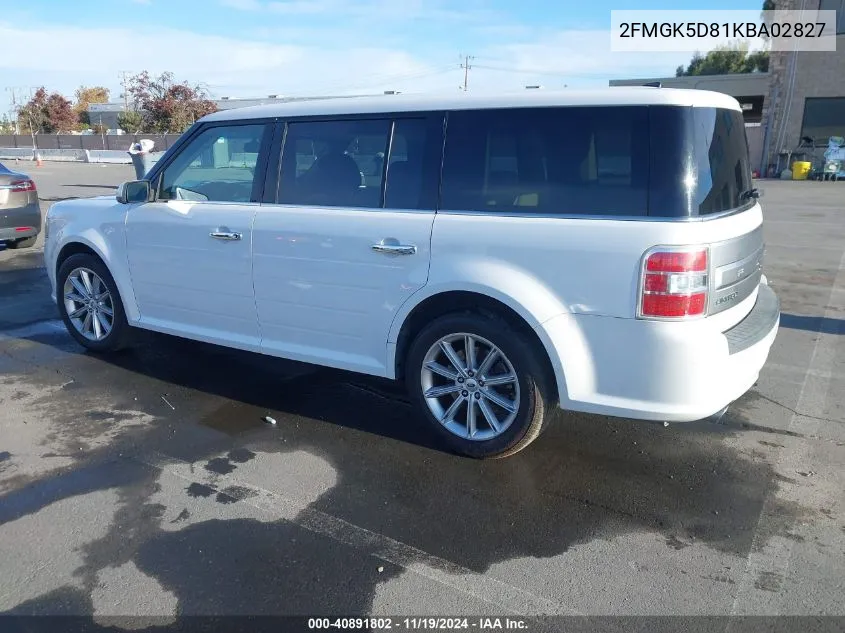 2019 Ford Flex Limited VIN: 2FMGK5D81KBA02827 Lot: 40891802