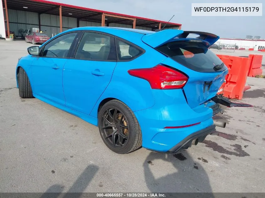 2016 Ford Focus Rs VIN: WF0DP3TH2G4115179 Lot: 40665557