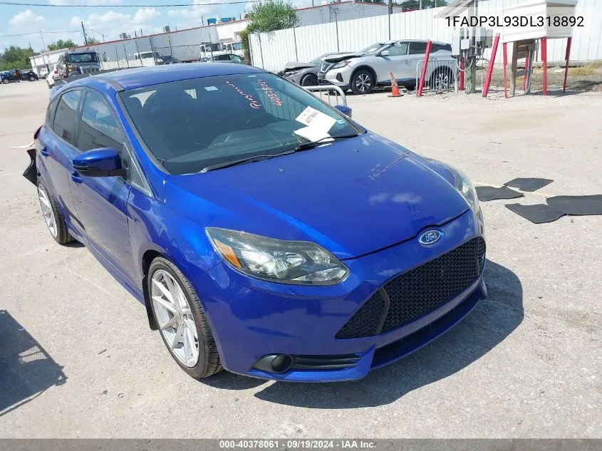 2013 Ford Focus St VIN: 1FADP3L93DL318892 Lot: 40378061