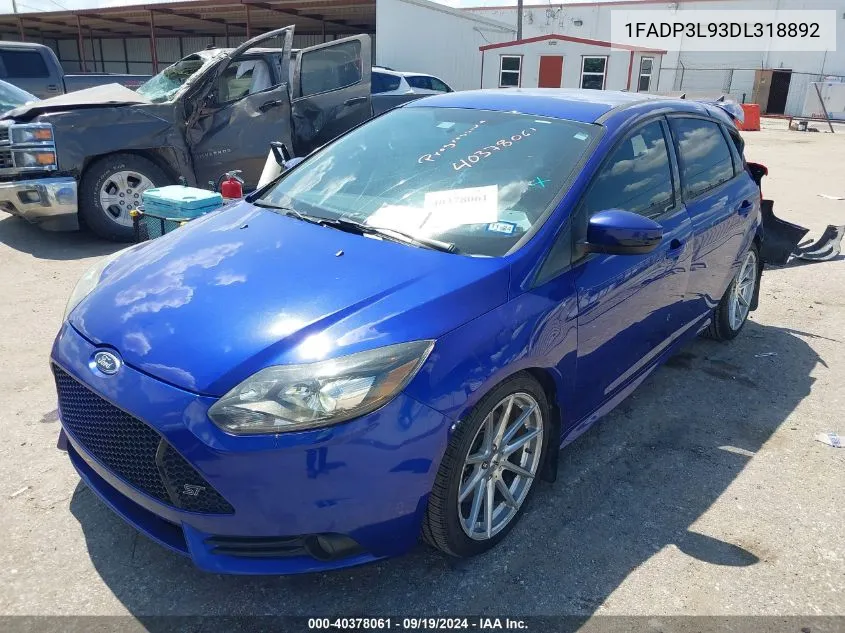 2013 Ford Focus St VIN: 1FADP3L93DL318892 Lot: 40378061