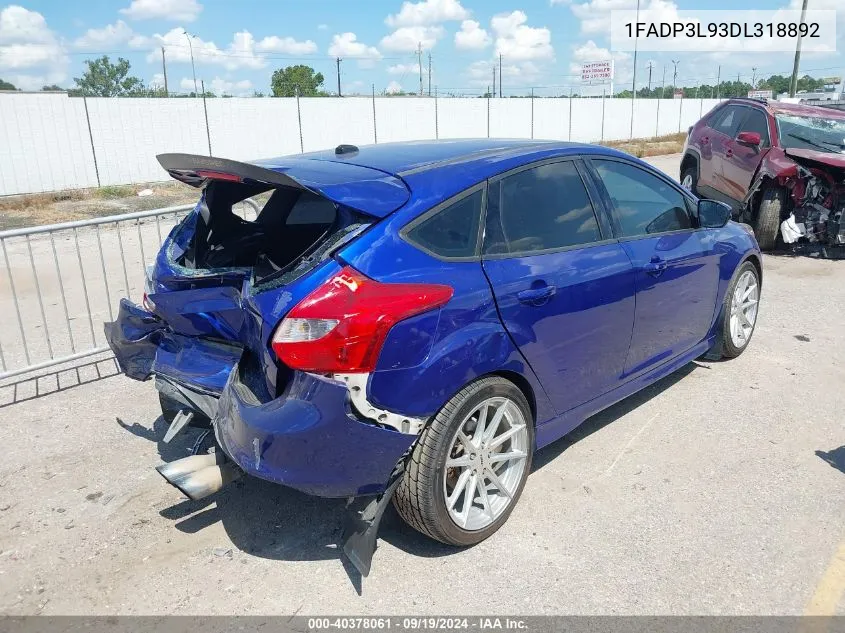 2013 Ford Focus St VIN: 1FADP3L93DL318892 Lot: 40378061