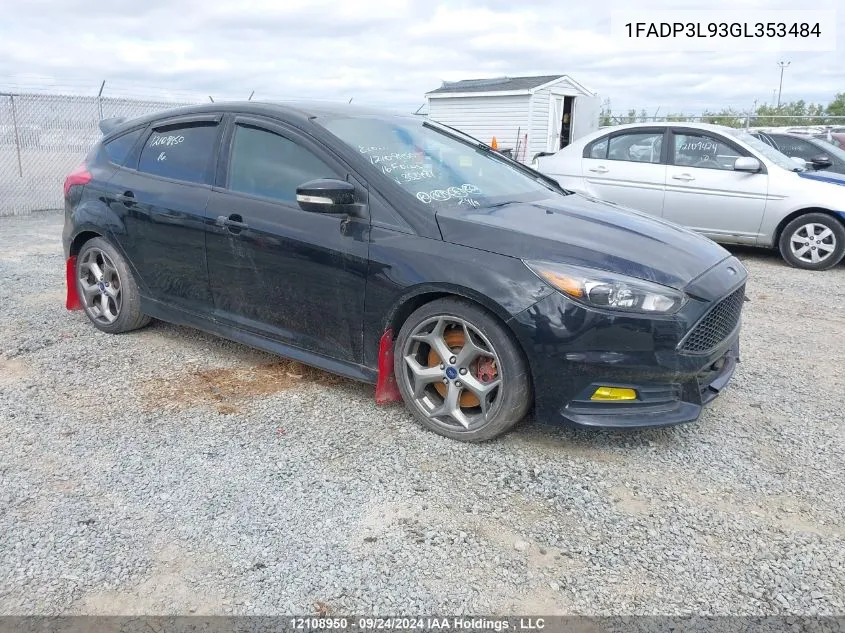 2016 Ford Focus St St VIN: 1FADP3L93GL353484 Lot: 12108950