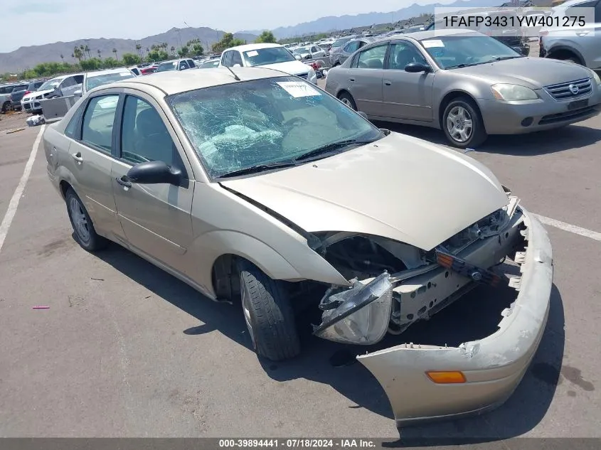 2000 Ford Focus Se VIN: 1FAFP3431YW401275 Lot: 39894441