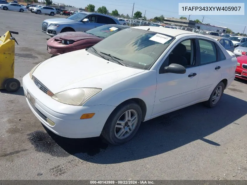 2000 Ford Focus Se VIN: 1FAFP343XYW405907 Lot: 40143989