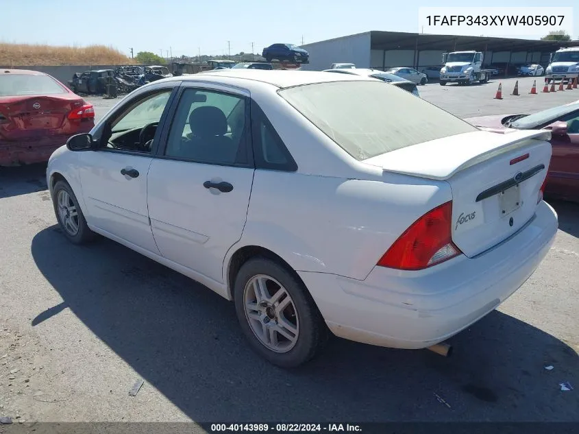 2000 Ford Focus Se VIN: 1FAFP343XYW405907 Lot: 40143989