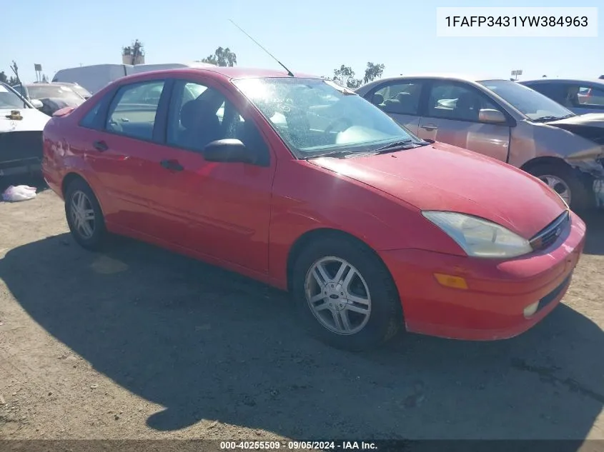 2000 Ford Focus Se VIN: 1FAFP3431YW384963 Lot: 40255509