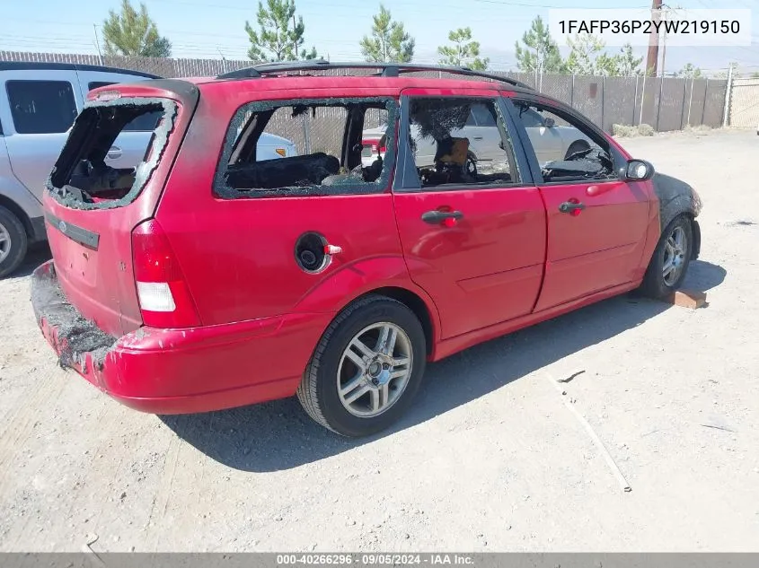 2000 Ford Focus Se VIN: 1FAFP36P2YW219150 Lot: 40266296