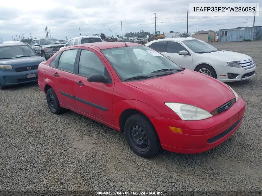 2000 Ford Focus Lx VIN: 1FAFP33P2YW286089 Lot: 40328704