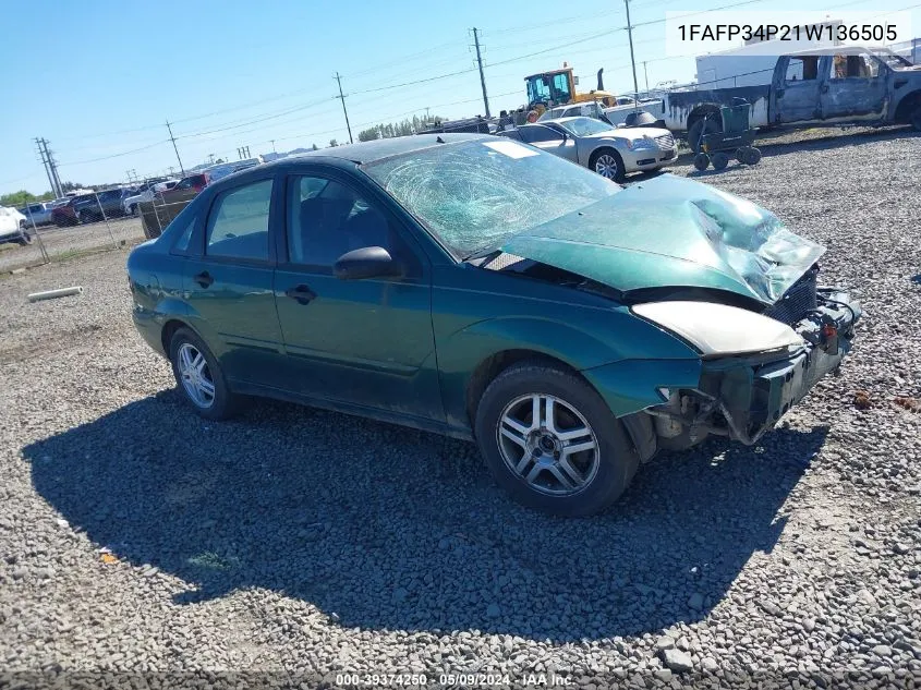 2001 Ford Focus Se VIN: 1FAFP34P21W136505 Lot: 39374250