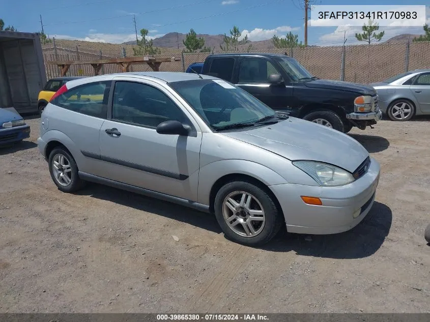 2001 Ford Focus Zx3 VIN: 3FAFP31341R170983 Lot: 39865380